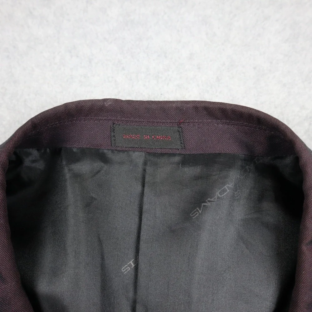 Stacy Adams Blazer Mens 48L Gold Single Breasted Burgundy Iridescent Sport Coat